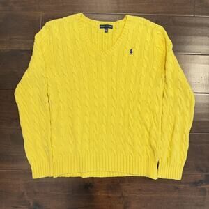 Polo Ralph Lauren Cable Knit V-neck Sweater Women’s Size XL